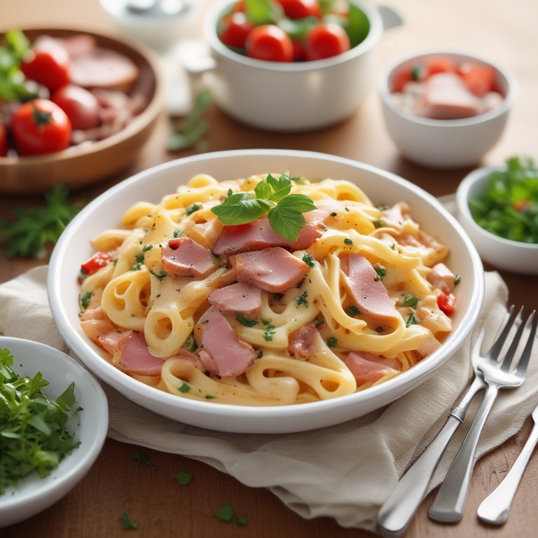 Macarrão Cremoso com Presunto e Queijo