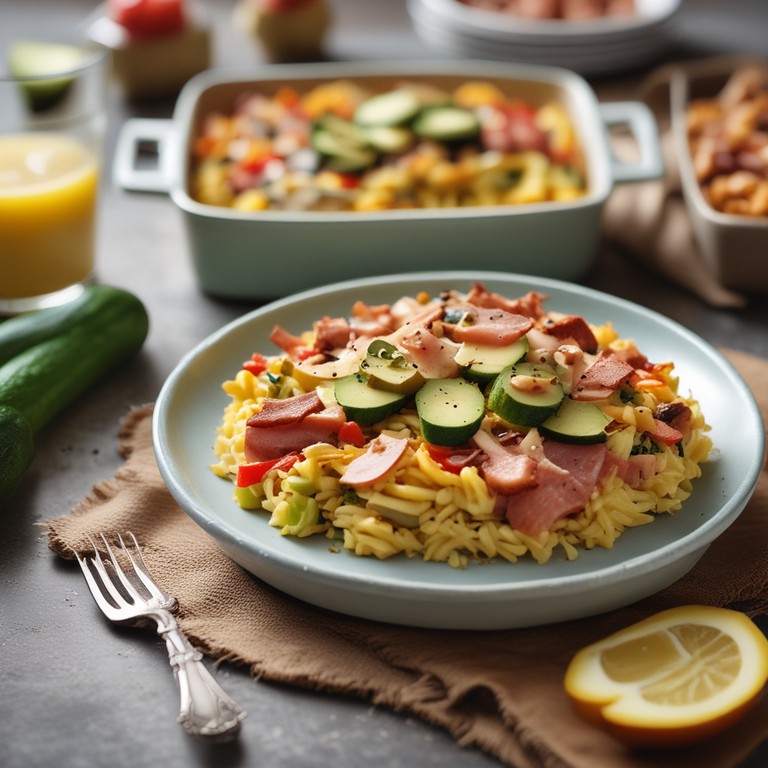 Mediterraner Reis-Pasta Auflauf mit Thunfisch und Gemüse