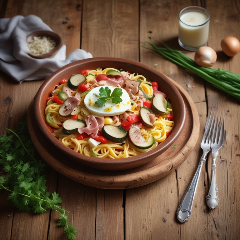 Nudeln mit Zucchini, Champignons und Mozzarella