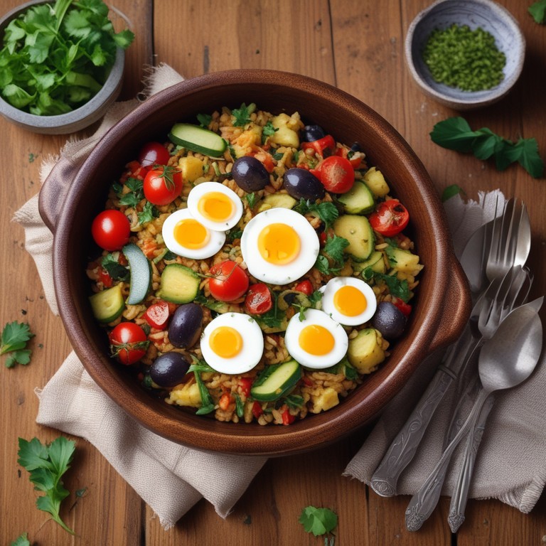 Riz Méditerranéen aux Légumes et Œufs