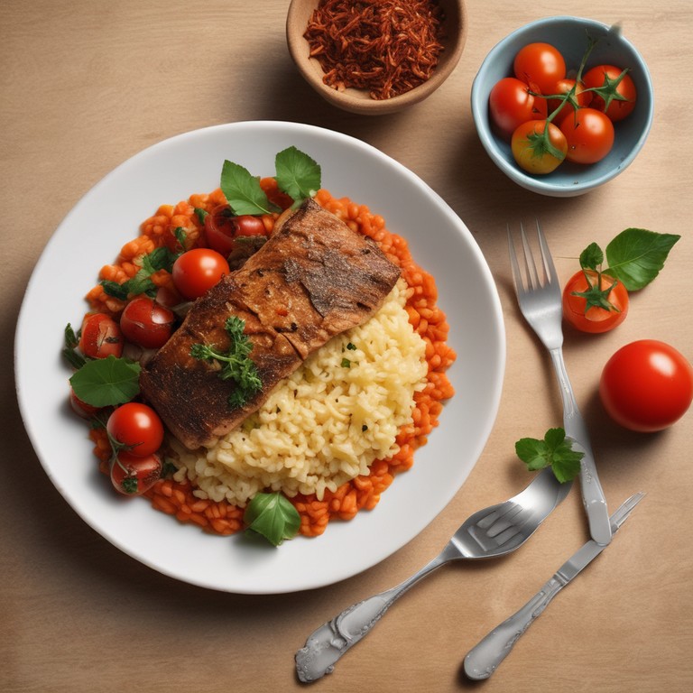 Lagarto ao Molho Madeira com Arroz Colorido e Salada Fresca