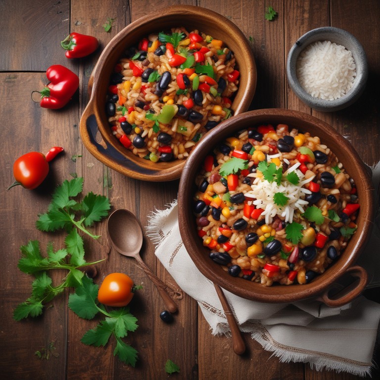 Arroz con Frijoles Sazonado con Comino y Laurel