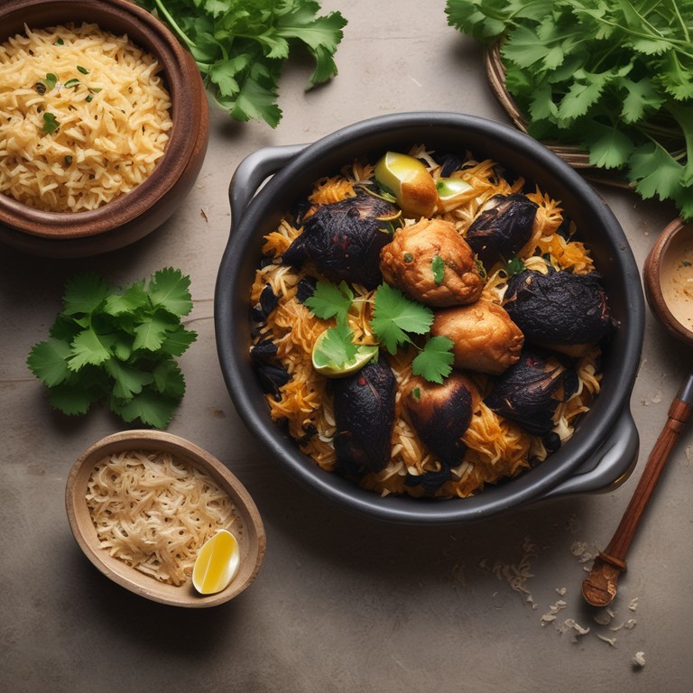 Coconut Black Chicken Biryani