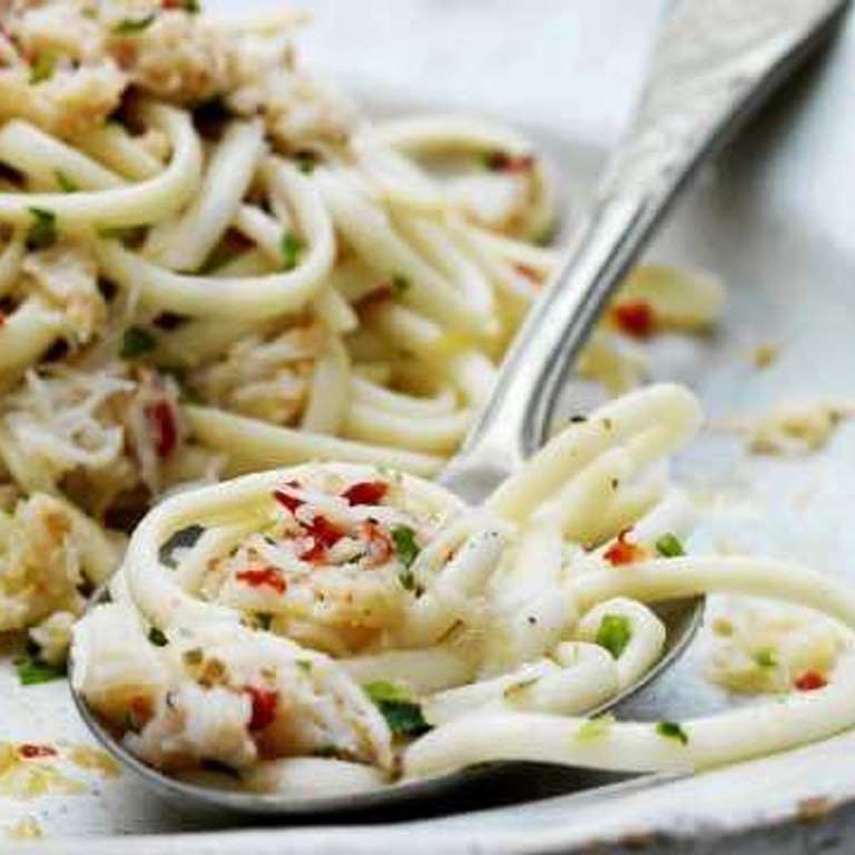 Linguine met pikante krab