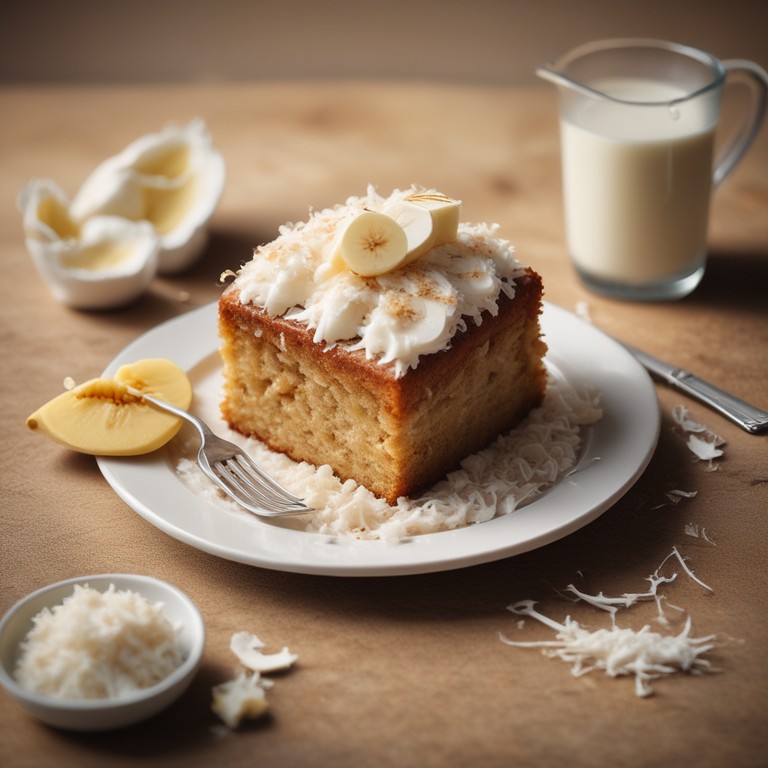 Bolo de Banana com Coco e Leite Condensado