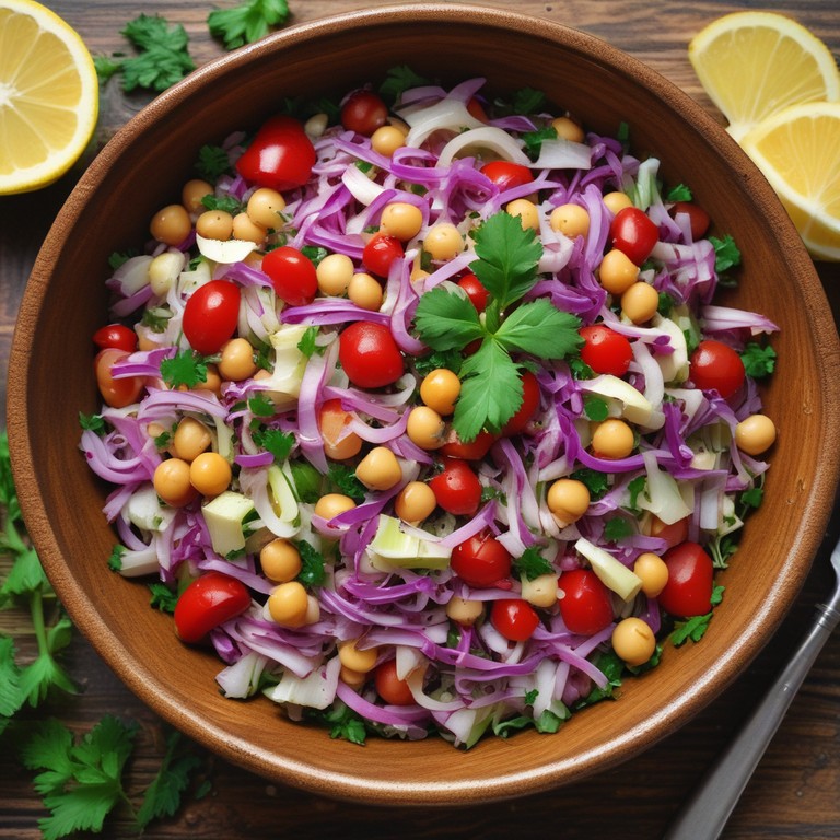 Salada de Grão de Bico com Repolho e Tomate