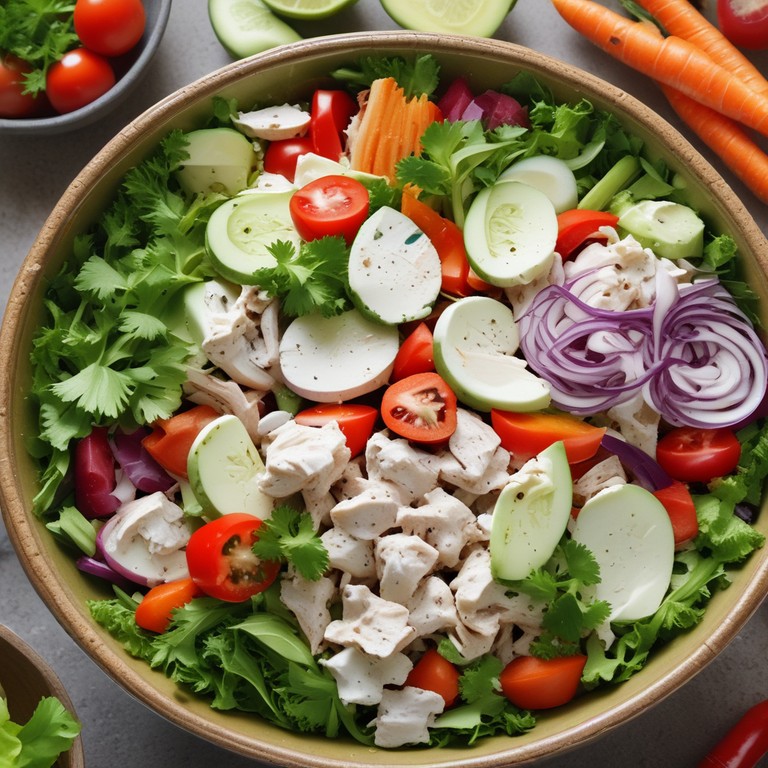 Ensalada de Pollo con Aderezo de Yogur y Hierbas