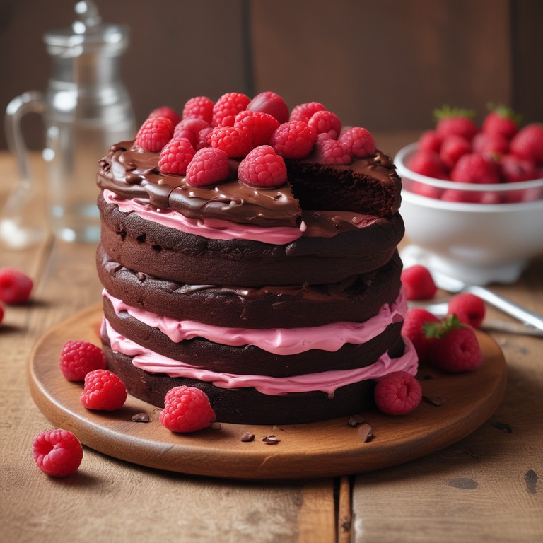 Шоколадный торт с малиновым кремом