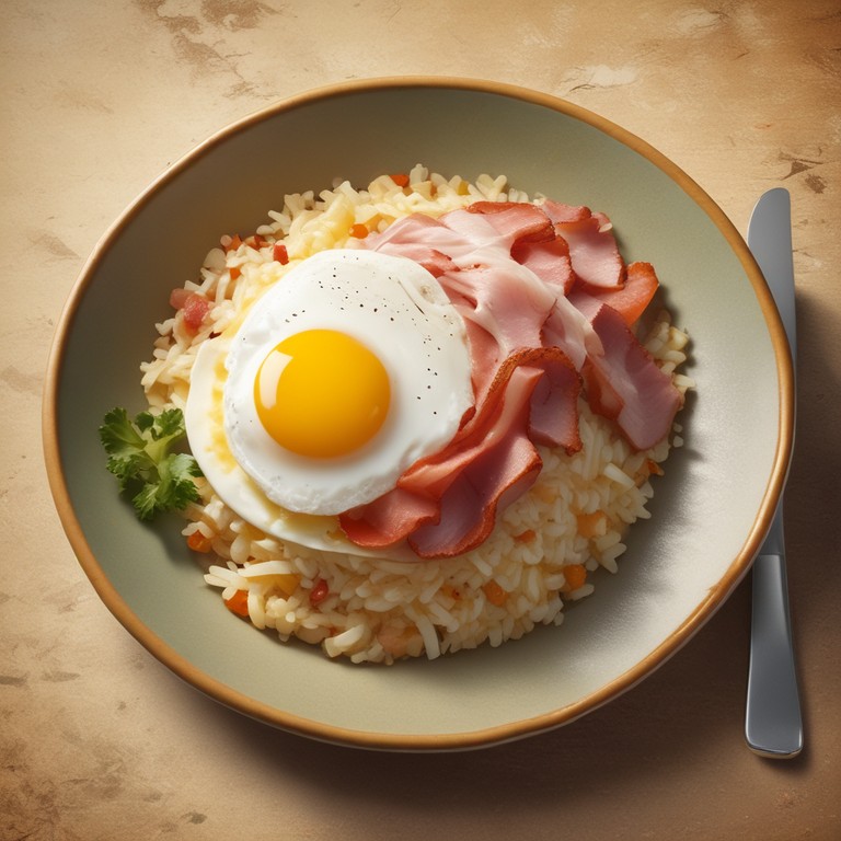Arroz a la Cubana con Huevo y Jamón