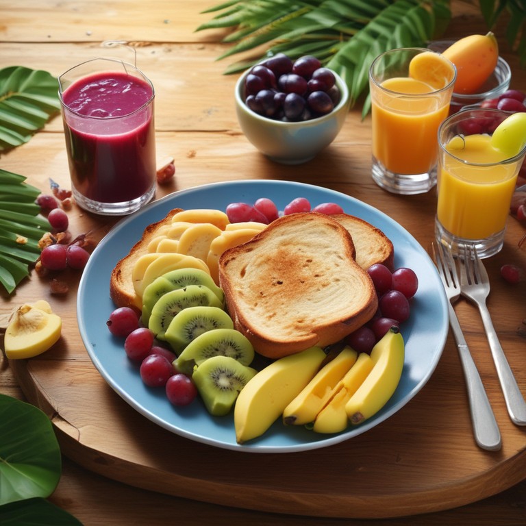 Café da Manhã Tropical com Banana, Uva e Suco
