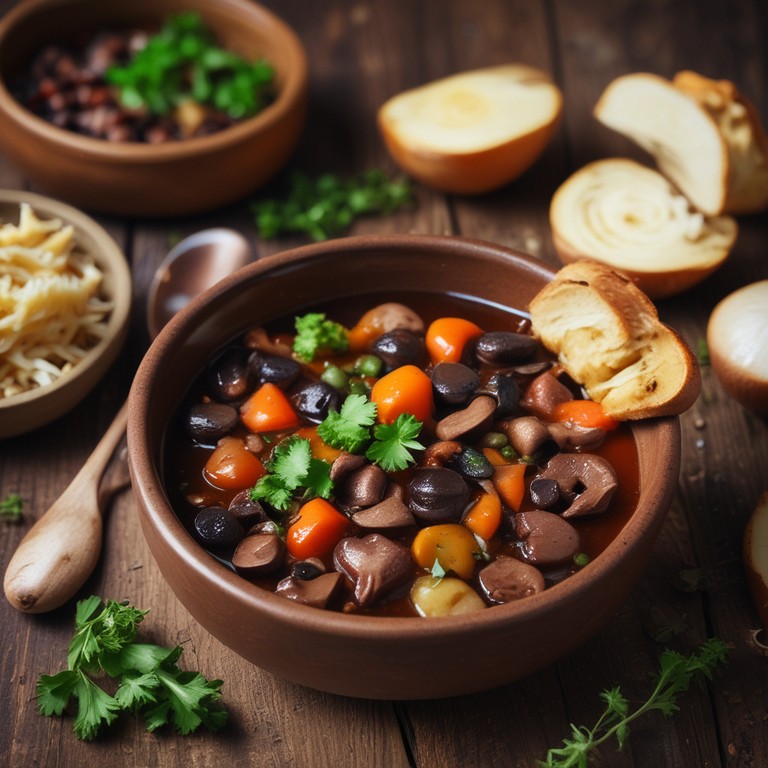 Savory Mushroom and Vegetable Stew with Porcini Essence