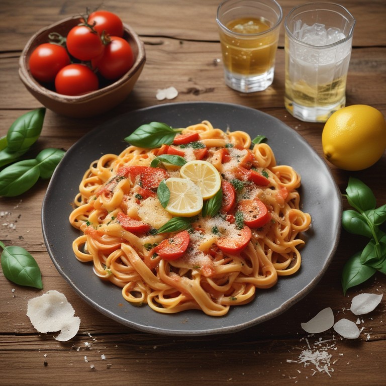 Creamy Vodka Tomato Pasta with Lemon Zest and Fresh Basil