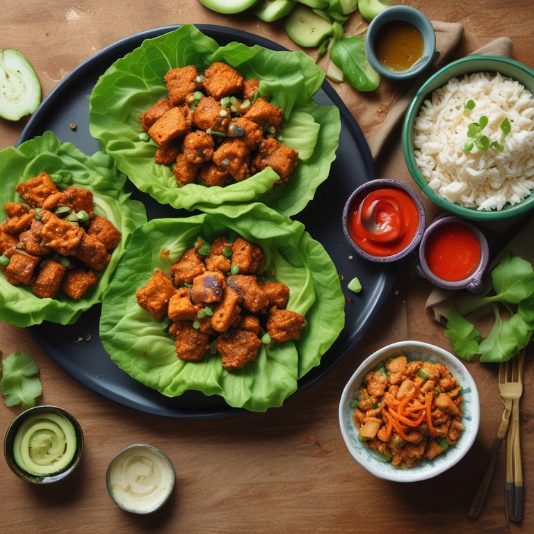 Spicy Tempeh Lettuce Wraps with Sriracha and Sesame