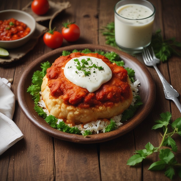 Frango à Parmegiana com Arroz e Molho de Tomate