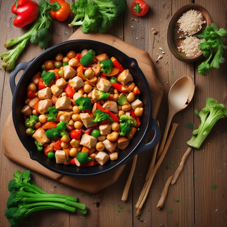 Protein-Packed Chicken, Tofu, and Chickpea Stir-Fry