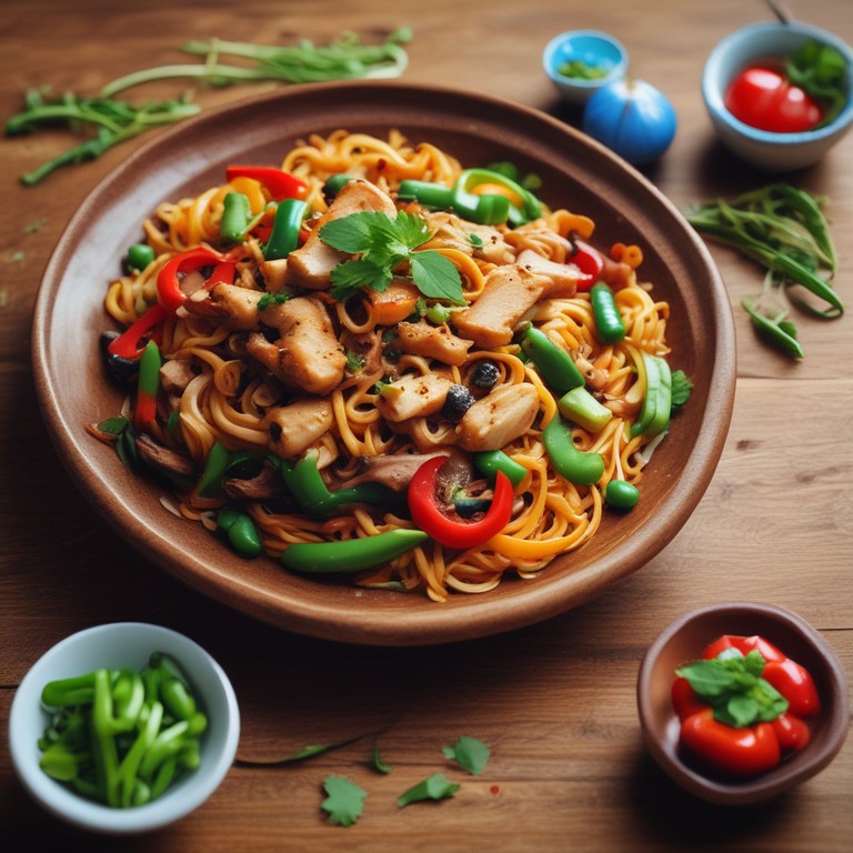 Yunnan-Style Spicy Stir-Fried Noodles with Vegetables and Chicken
