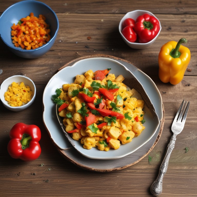Spiced Cumin Scrambled Eggs with Peppers