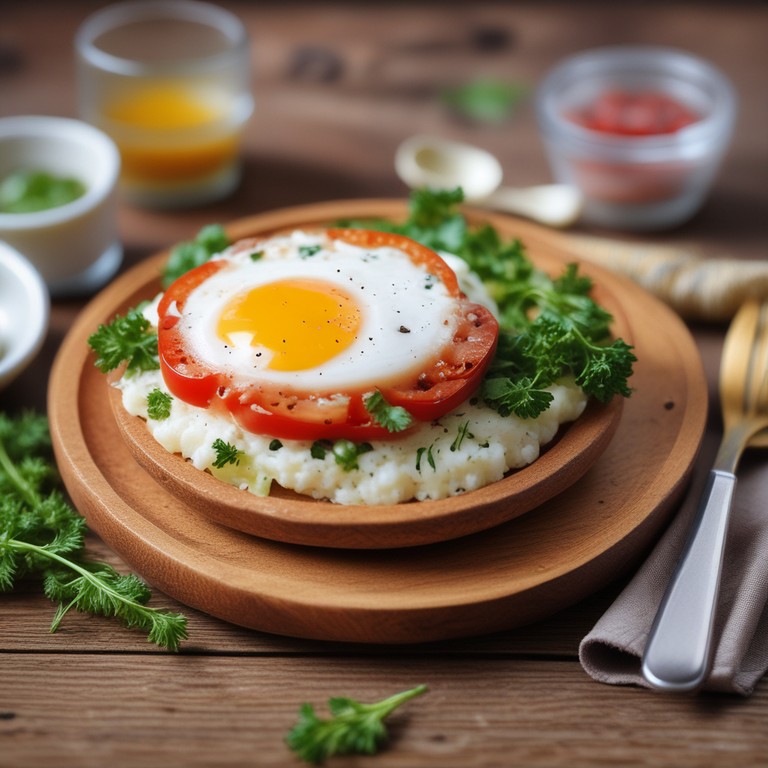 Tapioca Recheada com Ovo, Mussarela, Tomate e Cebola