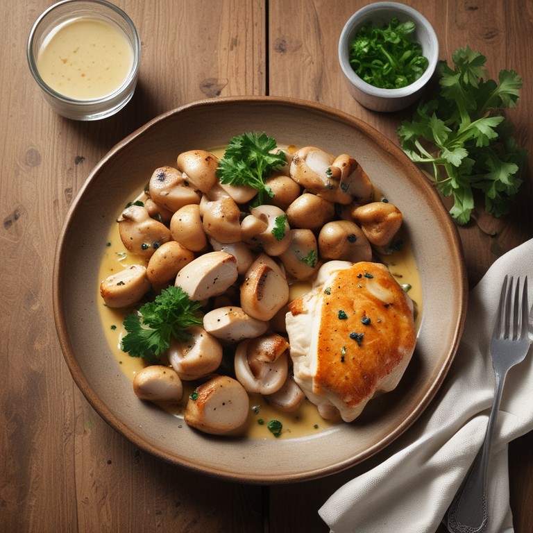 Куриное филе с грибами в сливочном соусе