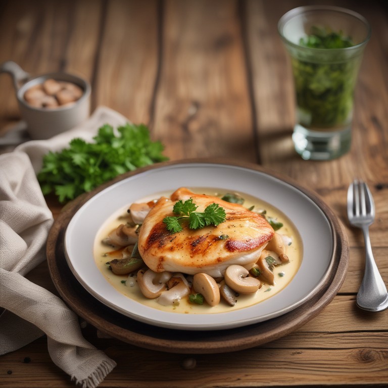 Куриное филе с грибами в сливочном соусе