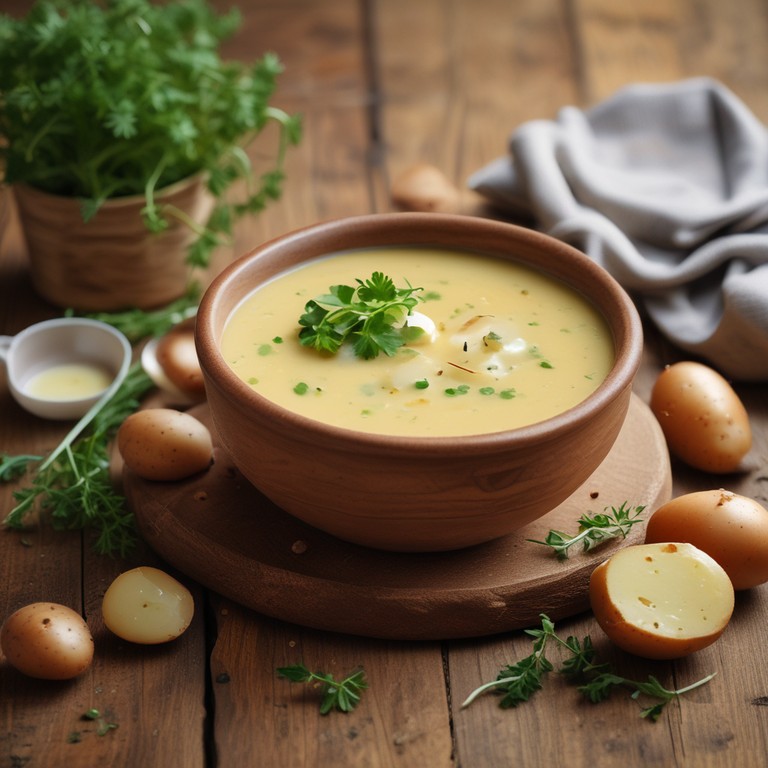 Savory Garlic and Onion Potato Soup with Vegetable Broth