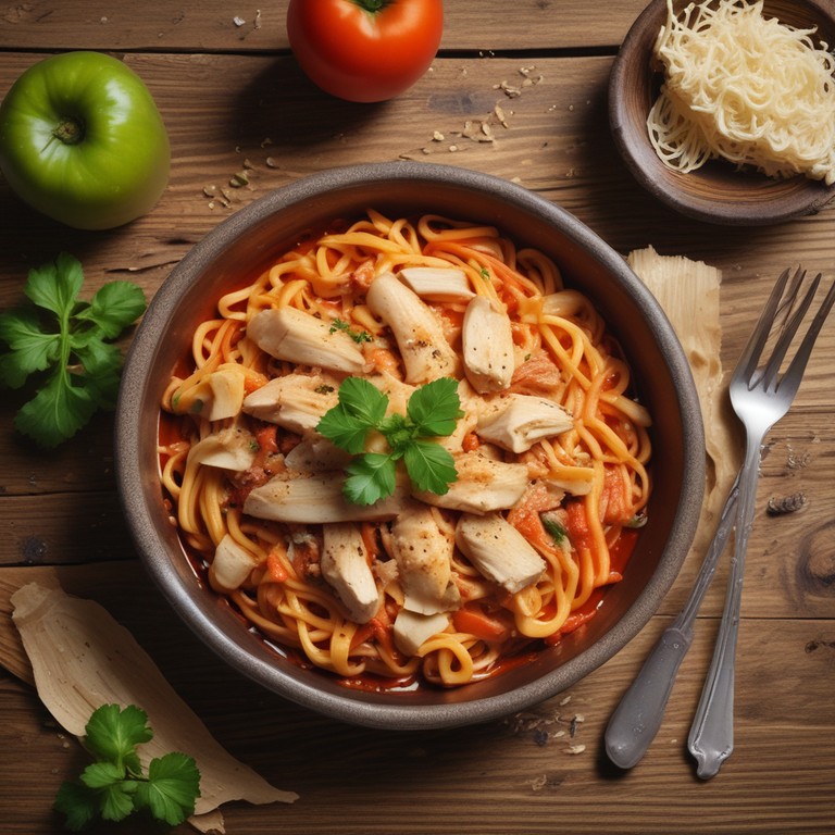 Macarrão com Frango Desfiado e Legumes