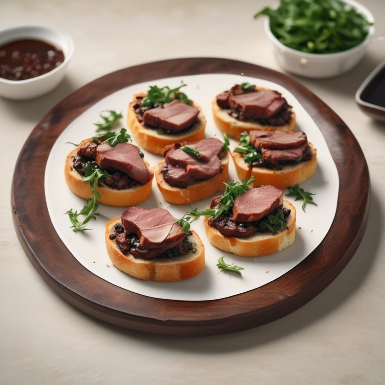 Steak and Brie Crostini with Balsamic Glaze