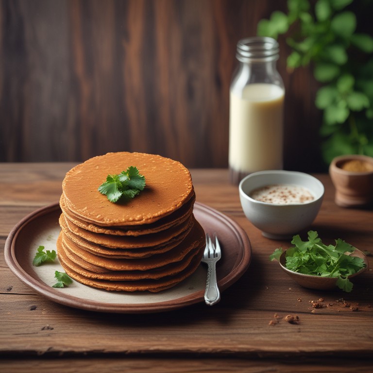 Ragi Flour Pancakes with Spiced Yogurt