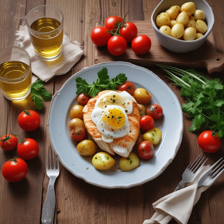 Frango ao Vinho Branco com Batatas e Tomates