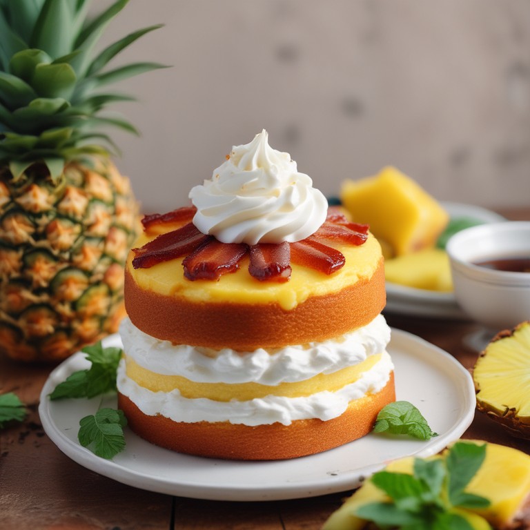 Chiffon de Piña con Crema Chantilly y Mermelada de Tocineta