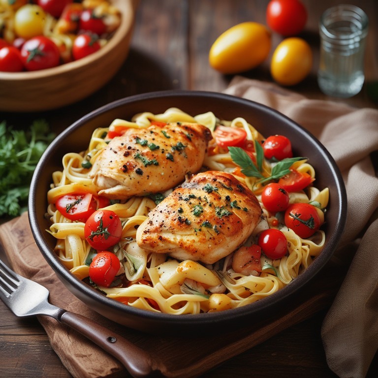 Pechuga de Pollo con Pasta y Verduras al Estilo Casero