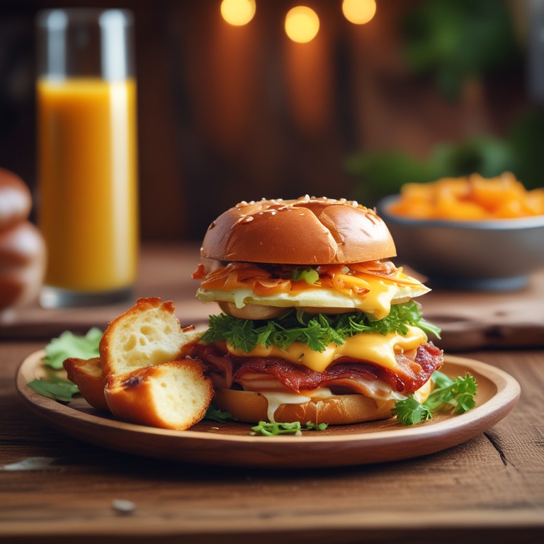 Cheddar Bacon Melt Pretzel Pub Sandwich with Cilantro