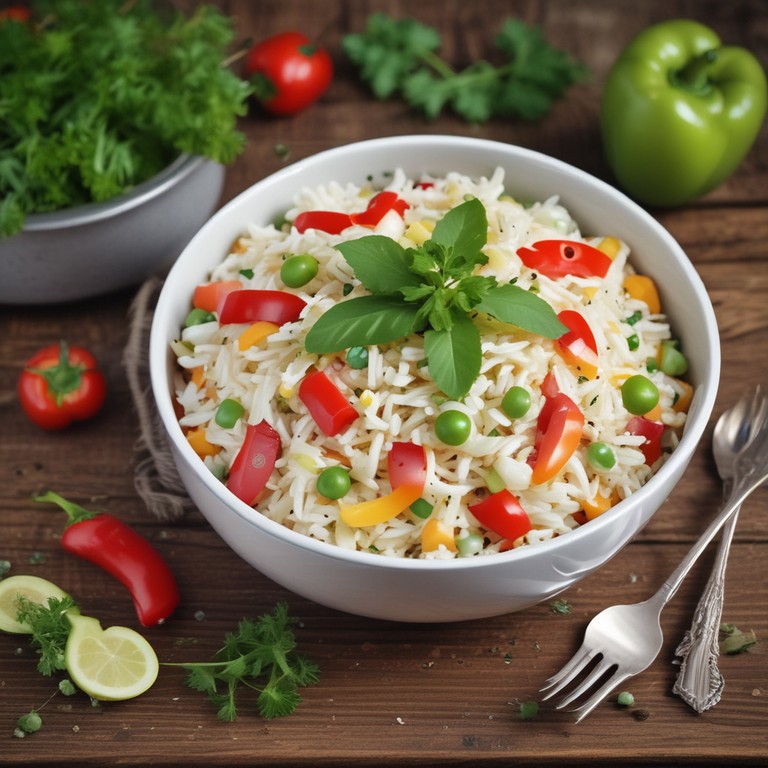 Sommerlicher Reissalat mit cremiger Mayonnaise