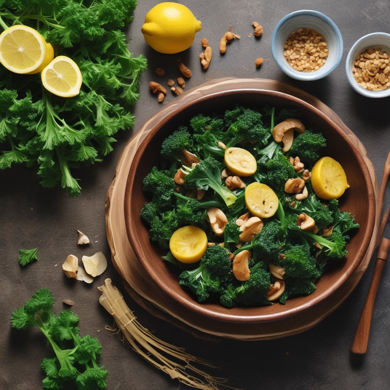 Salteado de Mizuna y Kale con Ajo y Limón