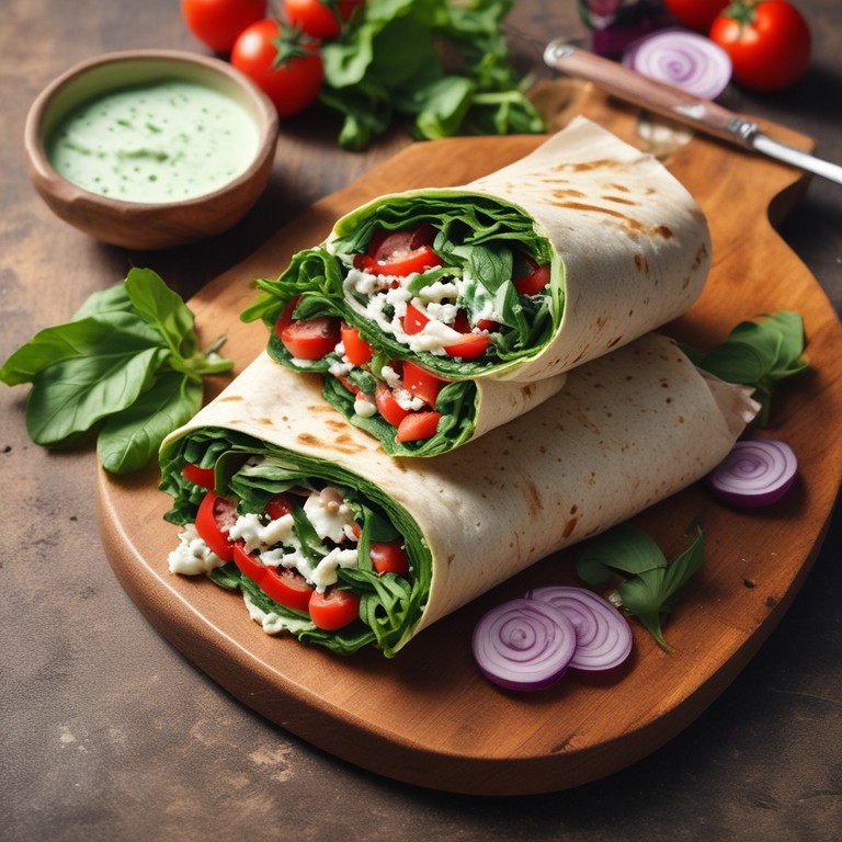 Fresh Spinach and Tomato Wraps with Creamy Dressing