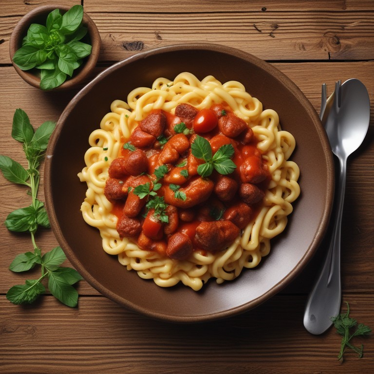 Macarrones Cremosos con Chorizo Picante y Salsa de Tomate