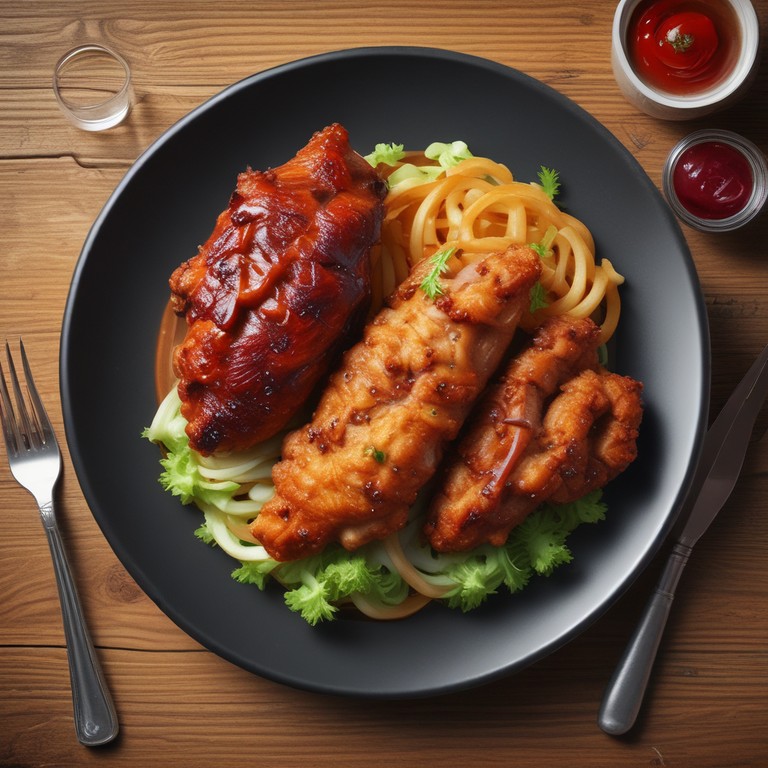 Koreanisches Hähnchensteak mit würzigen Kartoffeln
