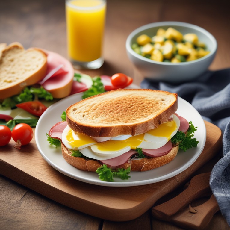Sanduíche de Pão de Forma com Mussarela, Apresuntado e Azeitonas