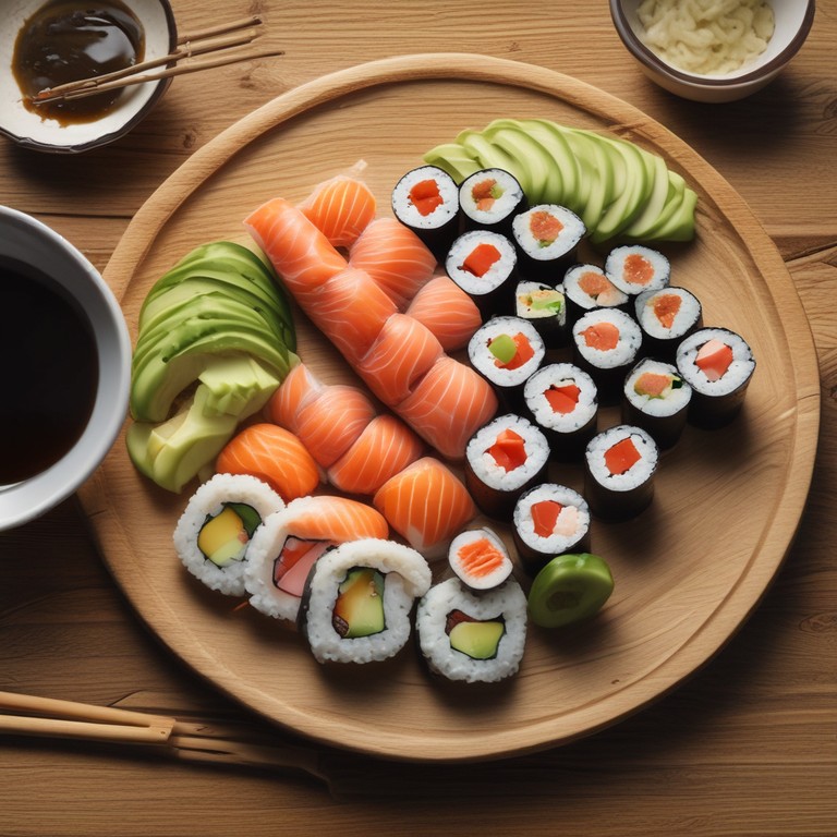 Sushi Clássico com Arroz Temperado e Peixe Fresco