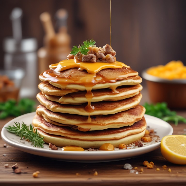 Butter Cinnamon Pancake Sausage Bites with Creamy Cheddar and Maple Syrup Gravy
