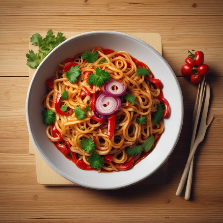 Spicy Stir-Fried Noodles with Capsicum and Sauces