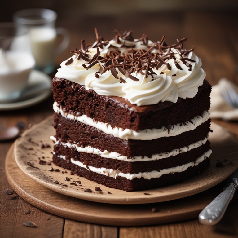 Bolo de Chocolate com Chantilly e Creme de Leite