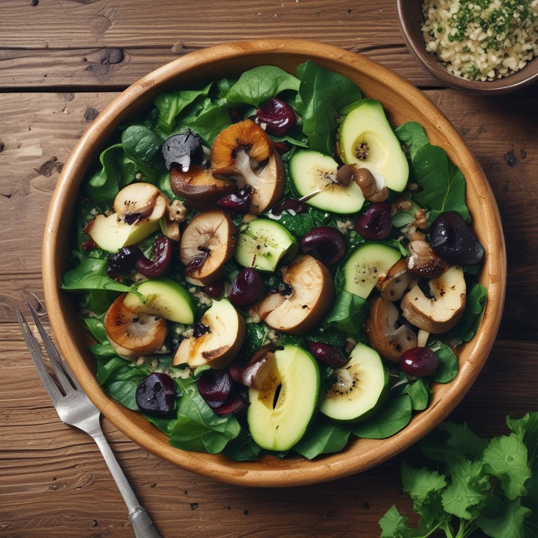 Salade de Raisins Frais et Épinards avec Courgettes et Champignons