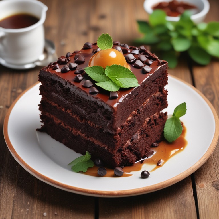 Gâteau au Chocolat Noir et Caramel avec Pépites de Chocolat