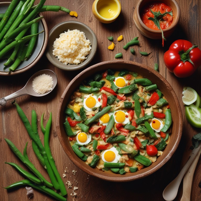 Spicy Coconut Okra and Tomato Stir-Fry with Eggs