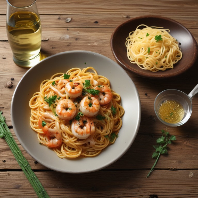 Espaguete ao Camarão com Alho e Rum