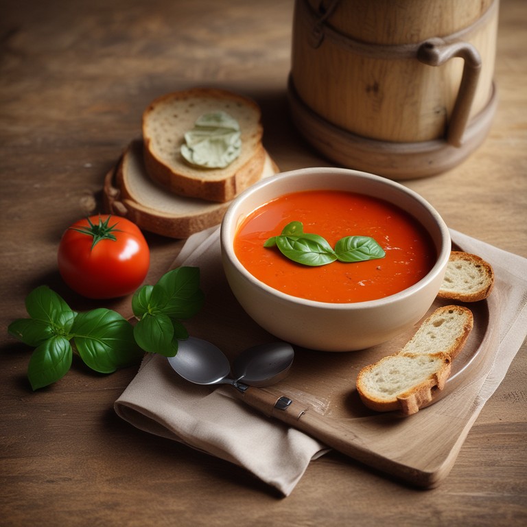 Sopa de Tomate Cremosa com Manjericão