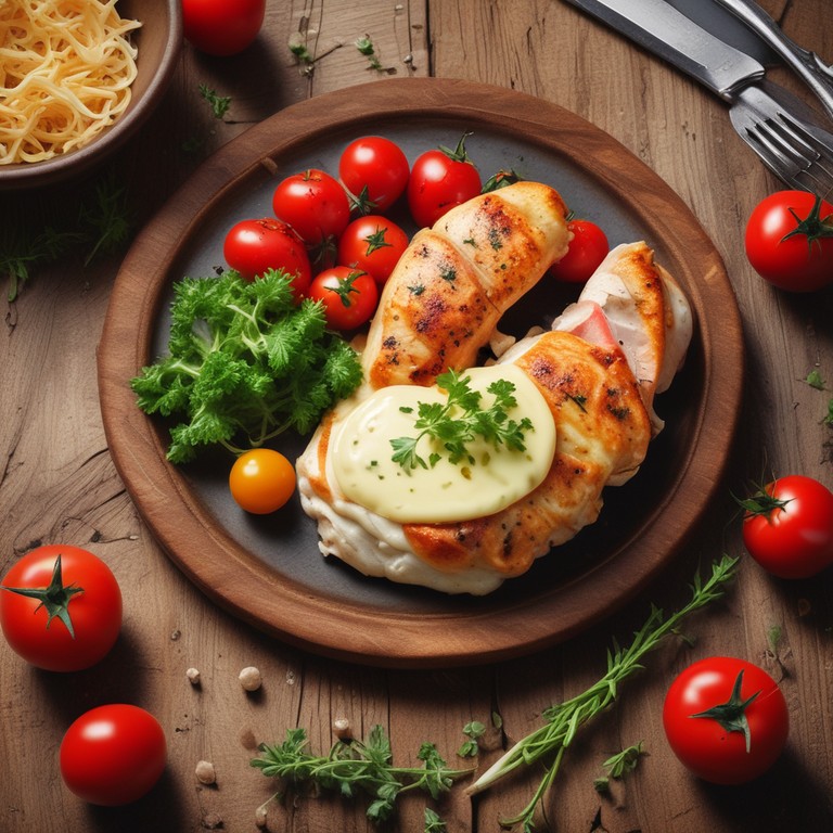 Куриное филе с сыром и помидорами черри