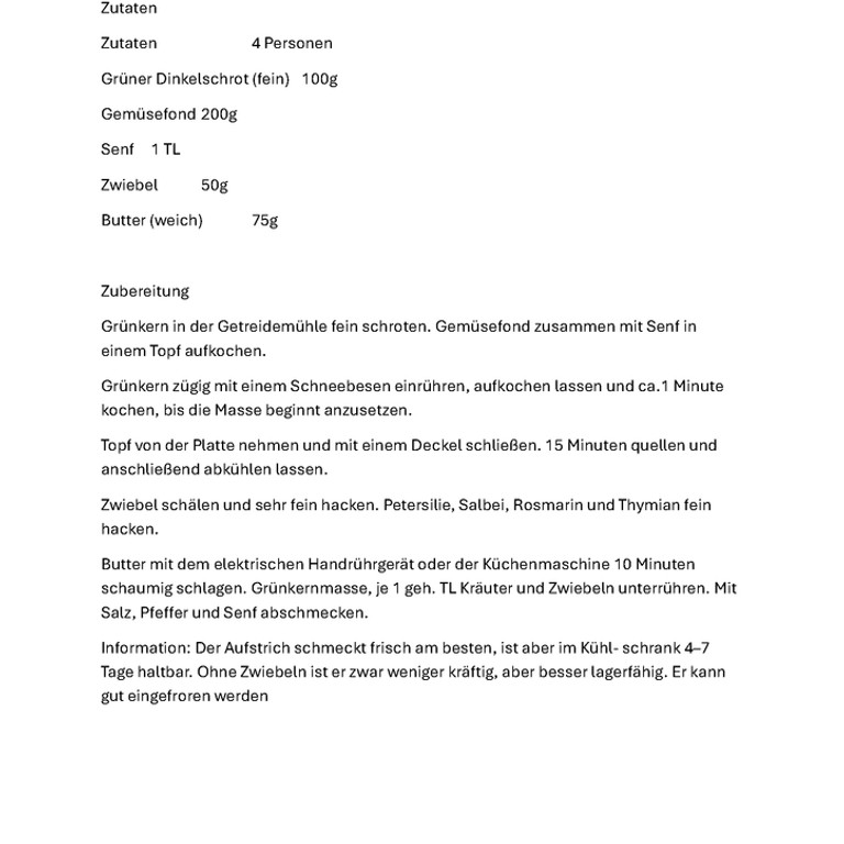 Grünkernaufstrich (Butter)
