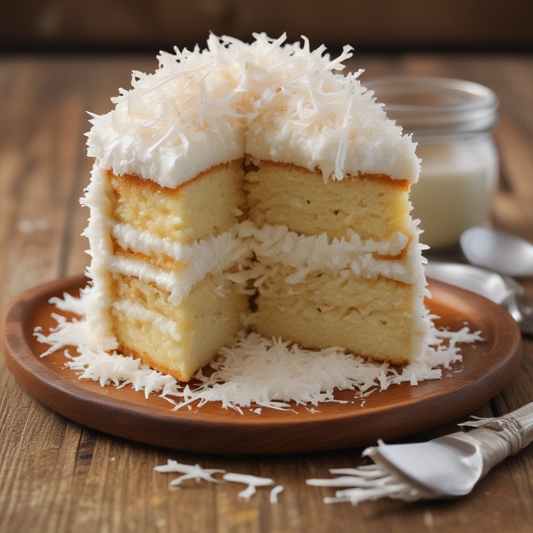 Bolo de Coco Ralado com Cobertura Cremosa